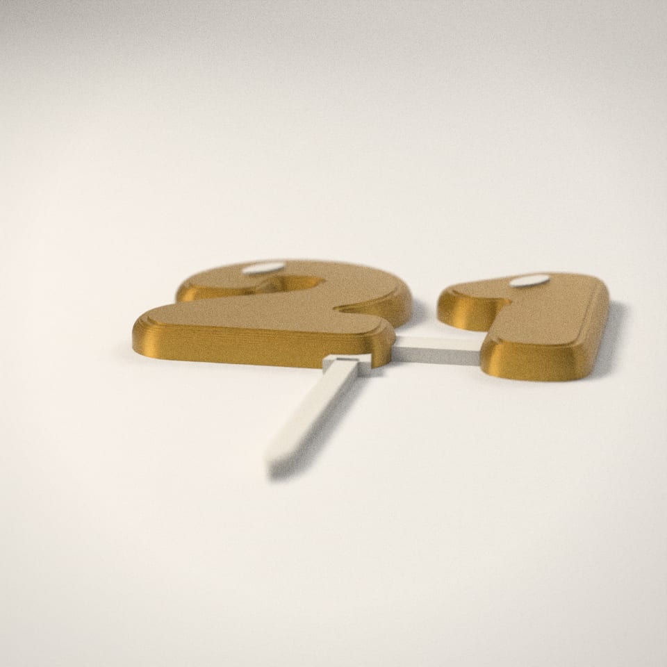 Personalised Age Balloon Cake Topper from a low side angle, showing how far the lettering stands up
