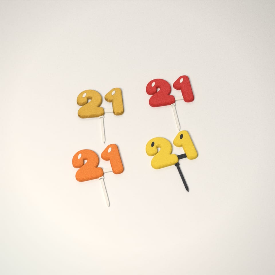 Personalised Age Balloon Cake Topper in 4 colours: Silk Gold, Scarlet Red, Mandarin Orange, Lemon Yellow