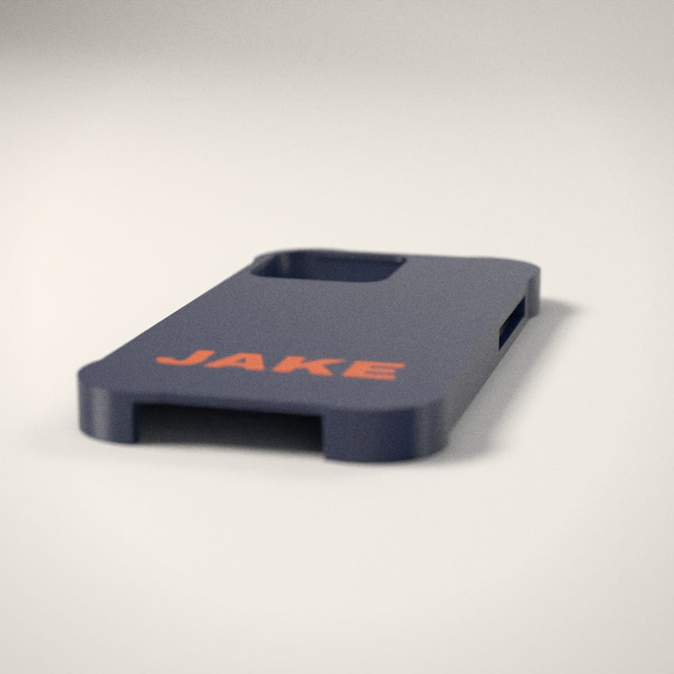 Personalised Bumper Phone Case from a low side angle, showing how far the lettering stands up