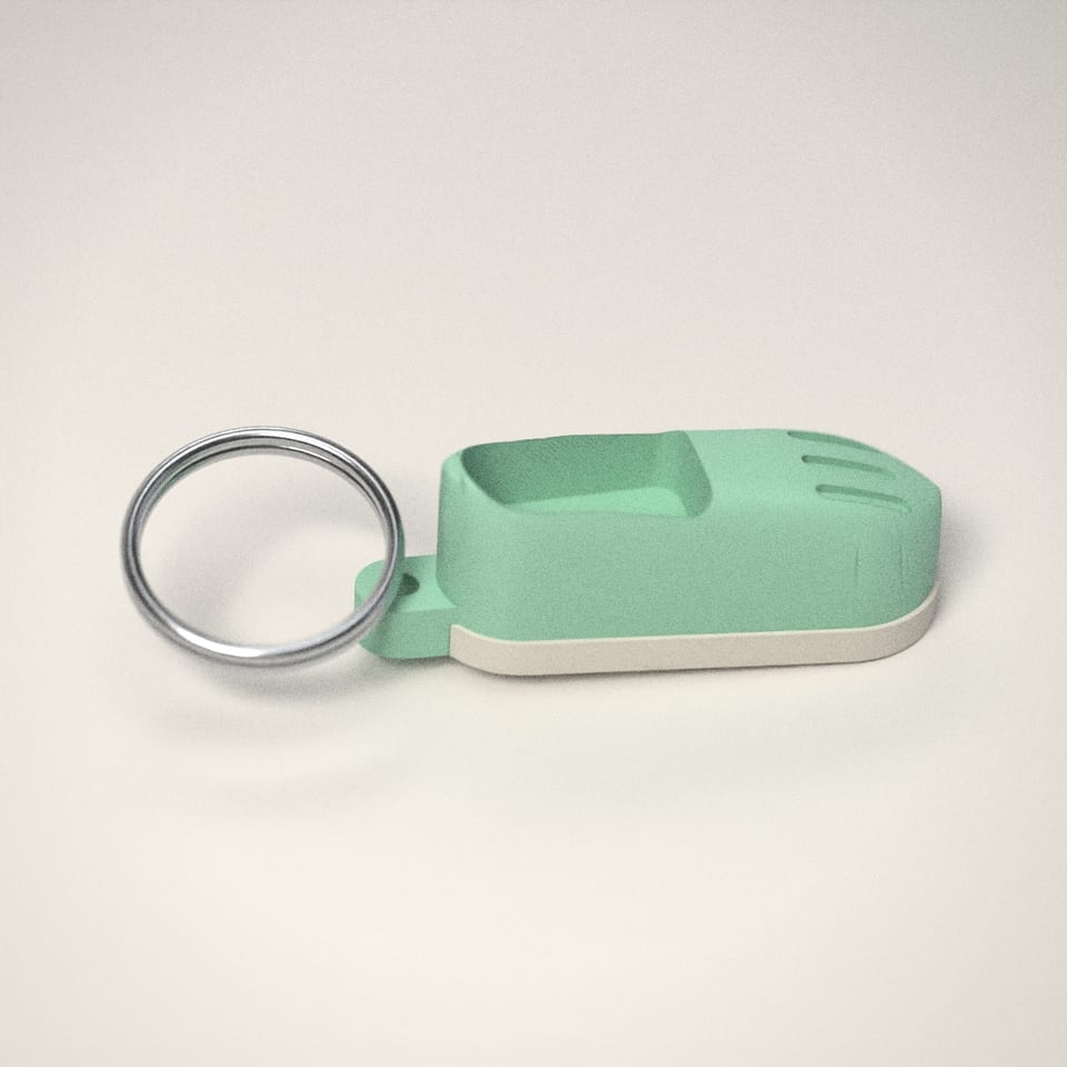 Mint Mini Clog Keychain in Ivory White letters