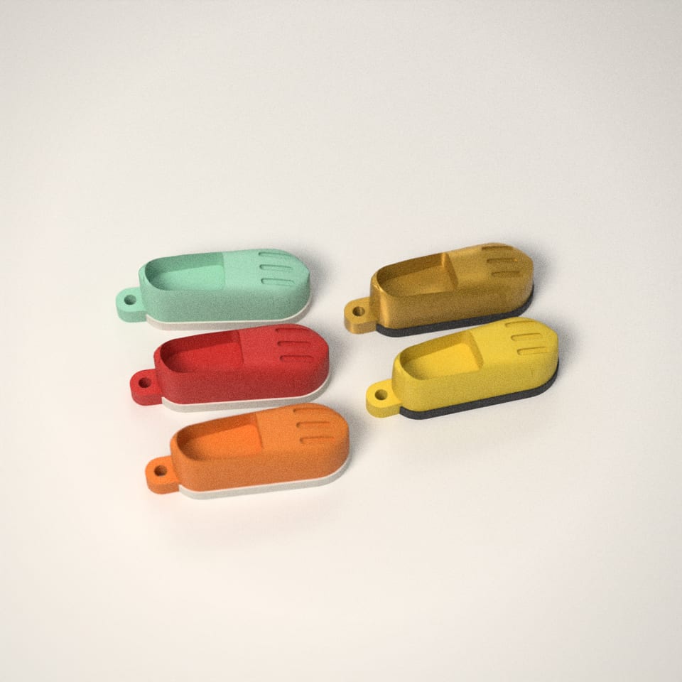 Mini Clog Keychain in 5 colours: Mint, Scarlet Red, Mandarin Orange, Silk Gold, Lemon Yellow