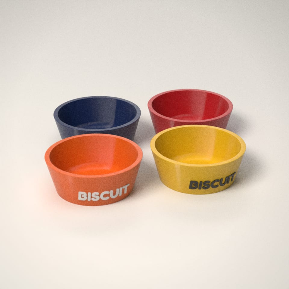 Personalised Dog Bowl in 4 colours: Navy, Post-box Red, Hi-Vis Orange, Sunflower