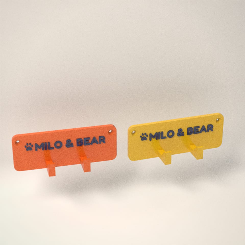 Personalised Dog Lead Hook in 4 colours: Snow White, Post-box Red, Hi-Vis Orange, Sunflower