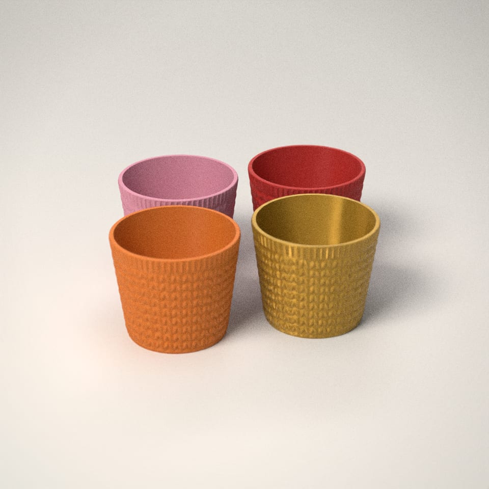Knitted-Look Plant Pot in 4 colours: Sakura Pink, Scarlet Red, Mandarin Orange, Silk Gold