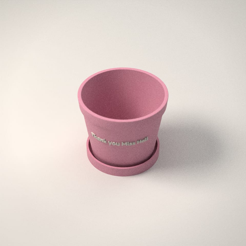 Personalised Mini Planter from a low side angle, showing how far the lettering stands up