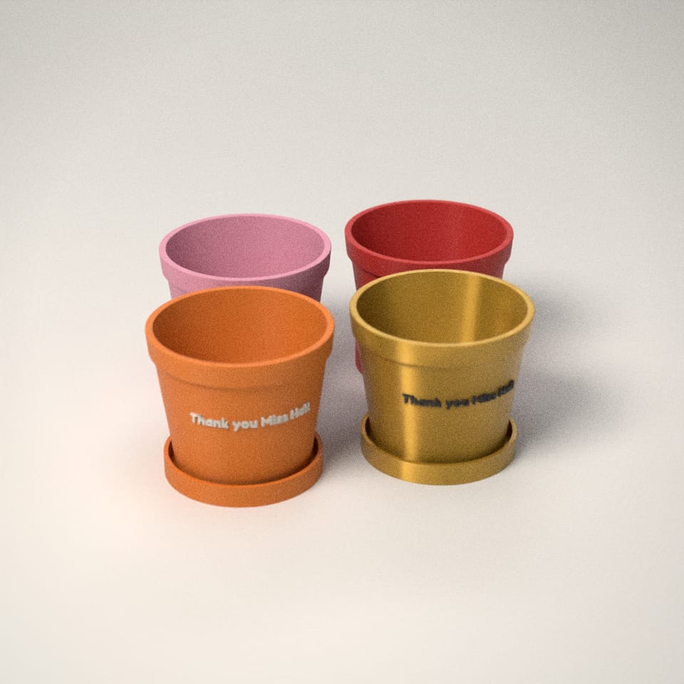 Personalised Mini Planter in 4 colours: Sakura Pink, Scarlet Red, Mandarin Orange, Silk Gold