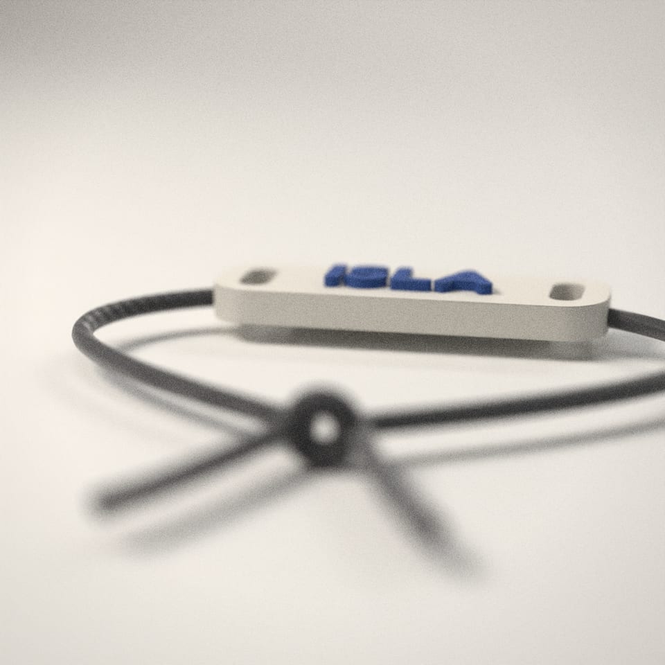 Personalised Name Bracelet from a low side angle, showing how far the lettering stands up