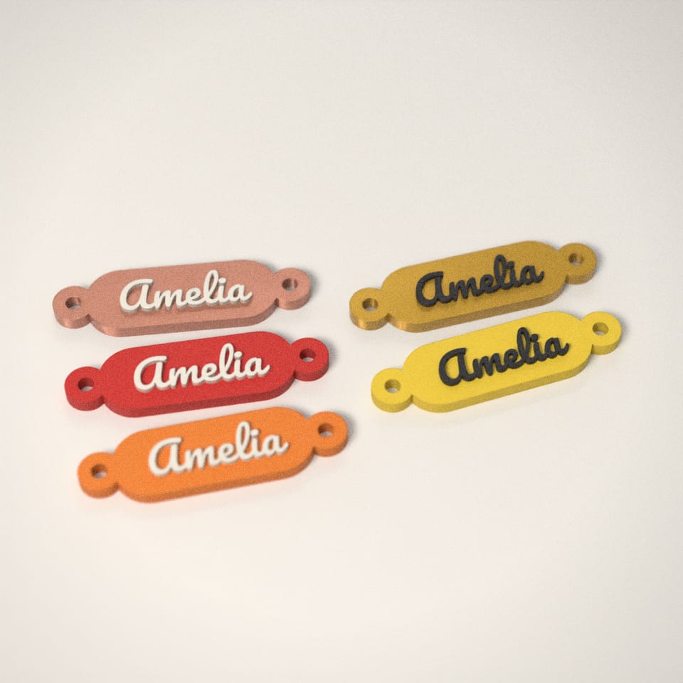 Personalised Name Necklace in 5 colours: Silk Rose Gold, Scarlet Red, Mandarin Orange, Silk Gold, Lemon Yellow