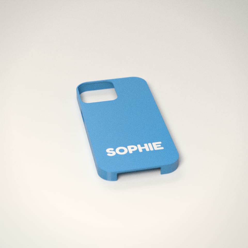 Sky personalised Name Phone Case reading 'SOPHIE' in Snow White letters
