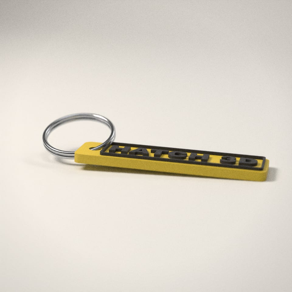 Number Plate Keyring from a low side angle, showing how far the lettering stands up