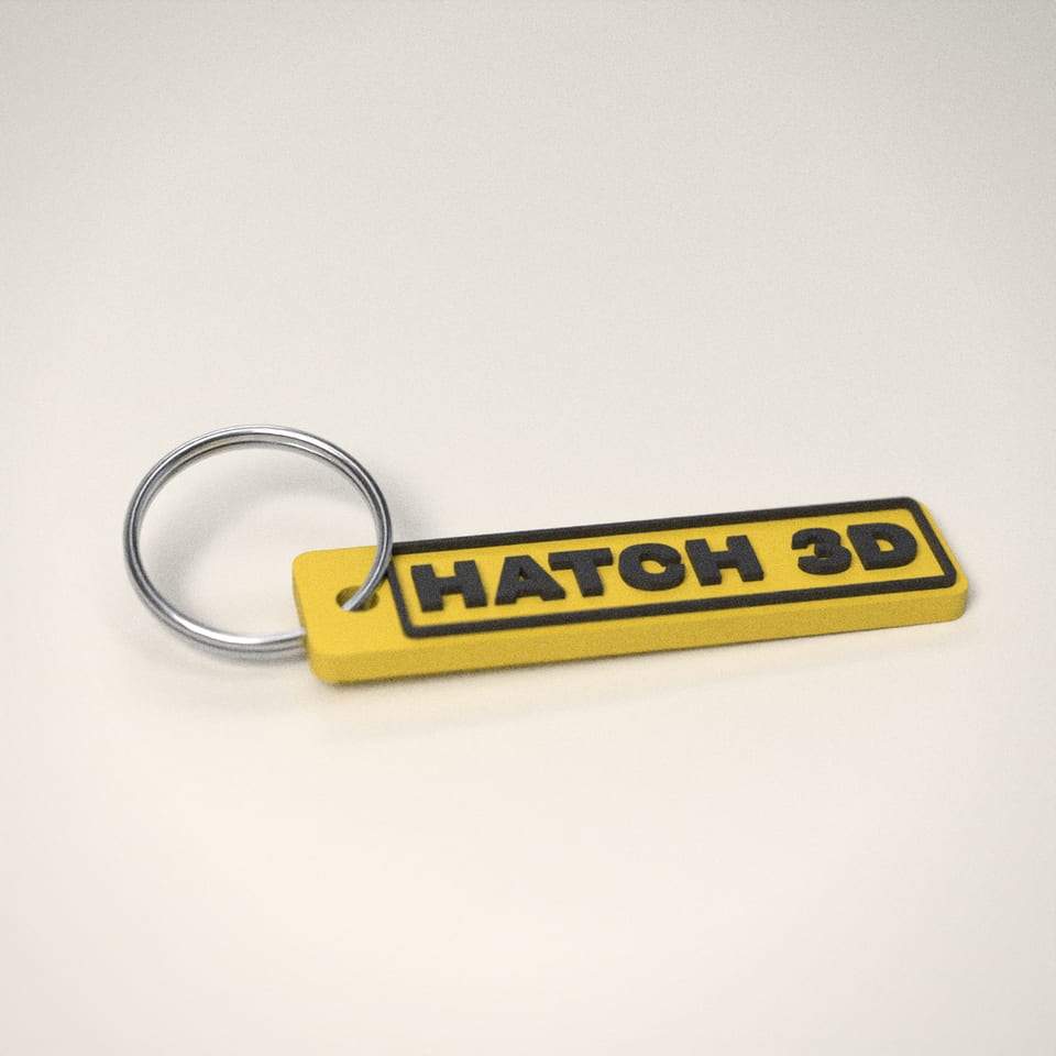 Number Plate Keyring reading 'HATCH 3D'