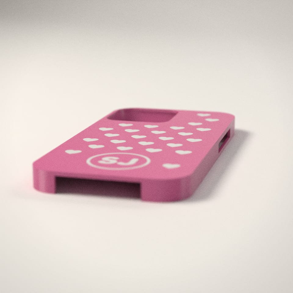 Personalised Pattern Phone Case from a low side angle, showing how far the lettering stands up