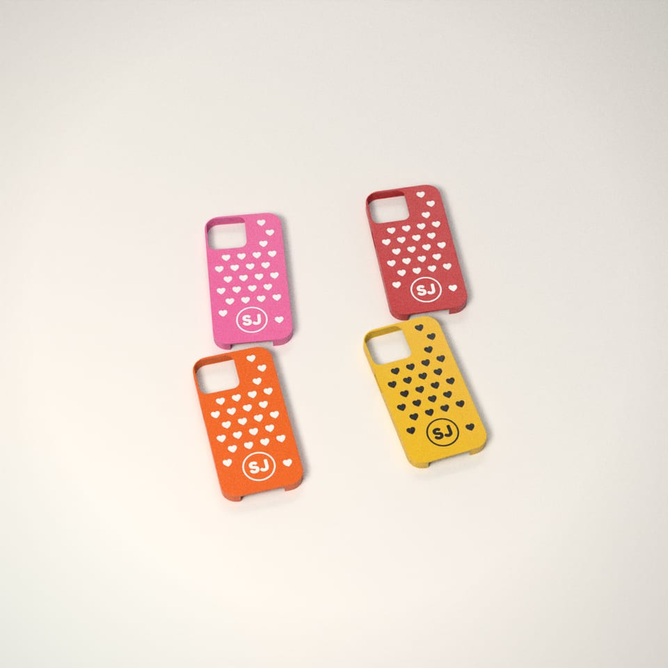 Personalised Pattern Phone Case in 4 colours: Bubblegum, Post-box Red, Hi-Vis Orange, Sunflower