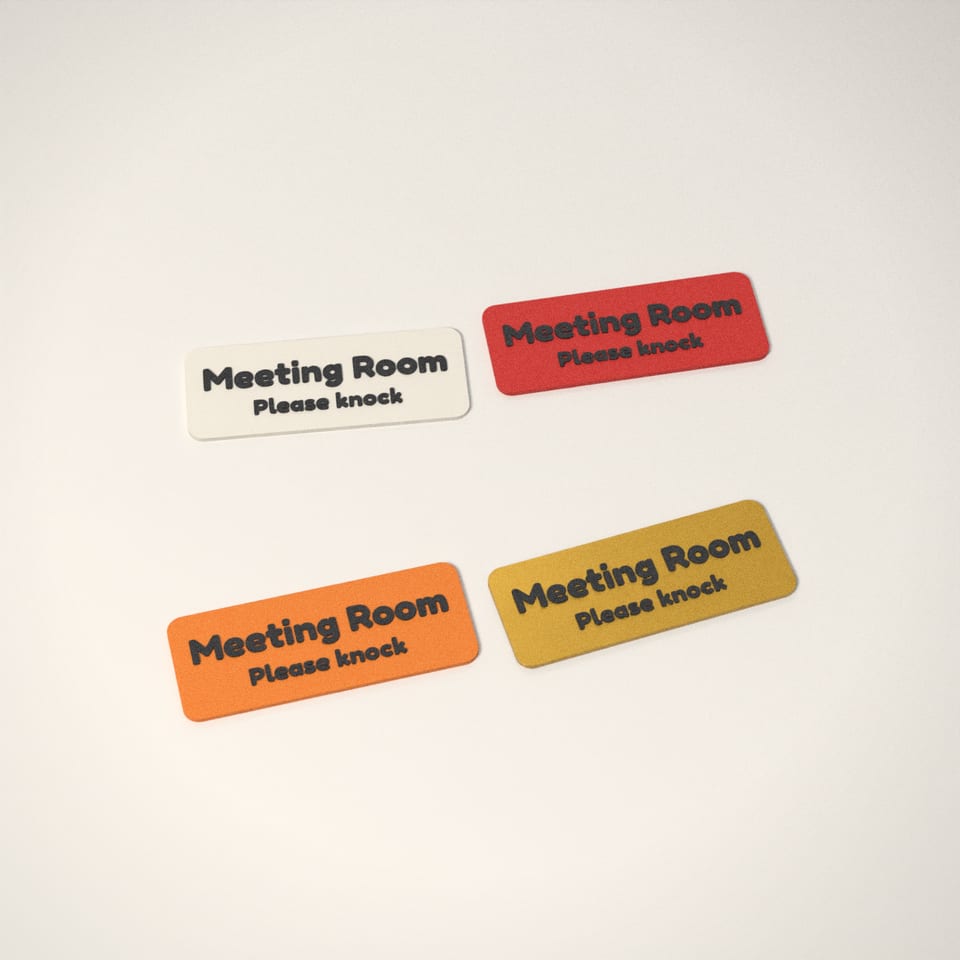 Personalised Door Sign in 4 colours: Ivory White, Scarlet Red, Mandarin Orange, Silk Gold