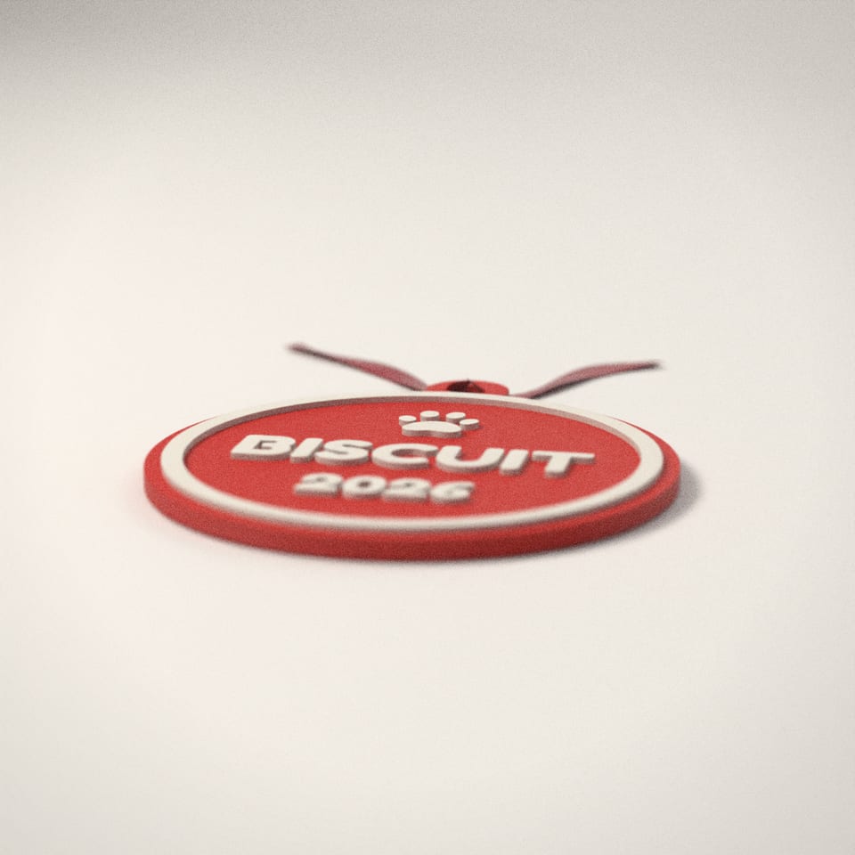 Personalised Pet Christmas Bauble from a low side angle, showing how far the lettering stands up