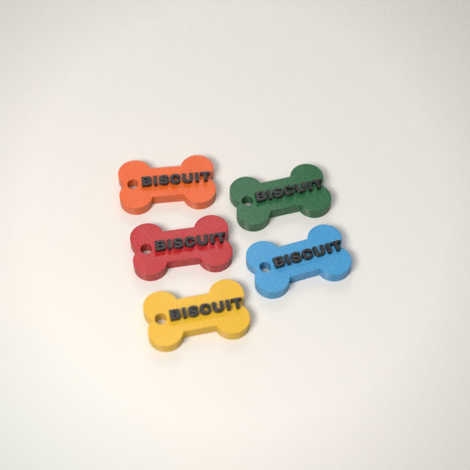 Silent Dog ID Tag in 5 colours: Hi-Vis Orange, Post-box Red, Sunflower, Racing Green, Sky