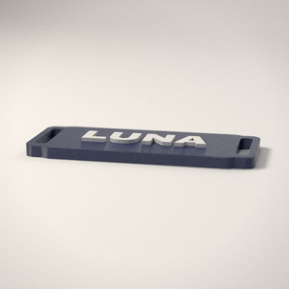 Slide-On Collar Name Tag from a low side angle, showing how far the lettering stands up